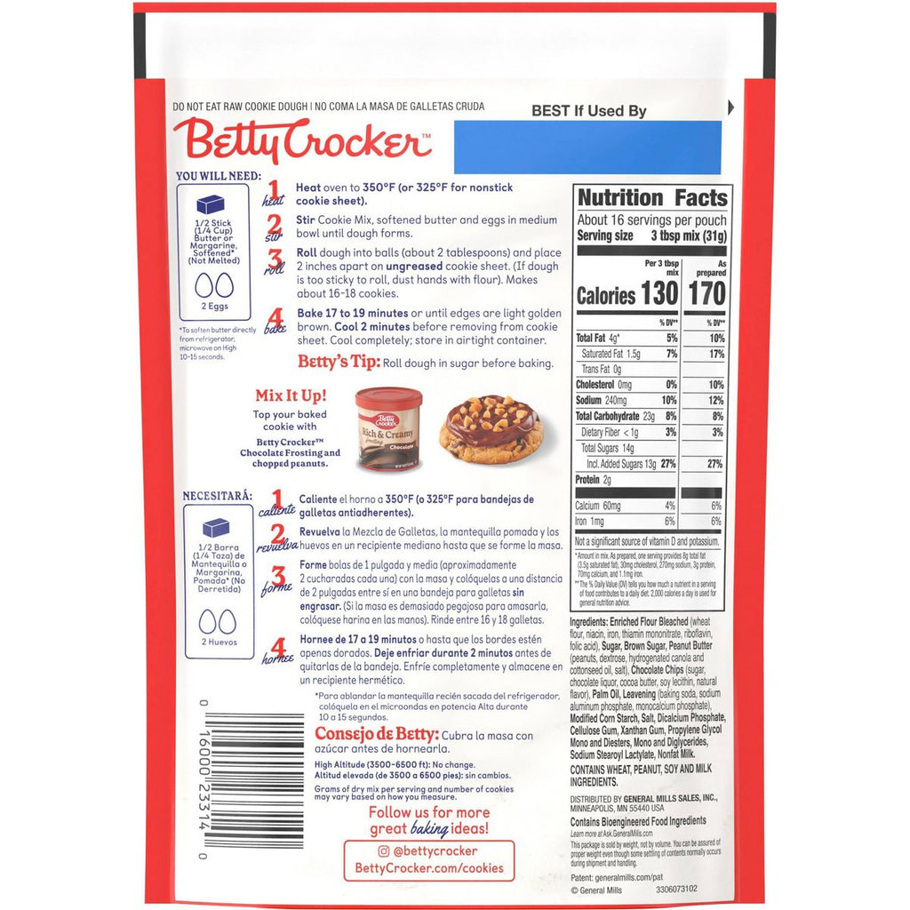 Betty Crocker Soft Baked Peanut Butter Chocolate Chip Cookie Mix - 17.7oz