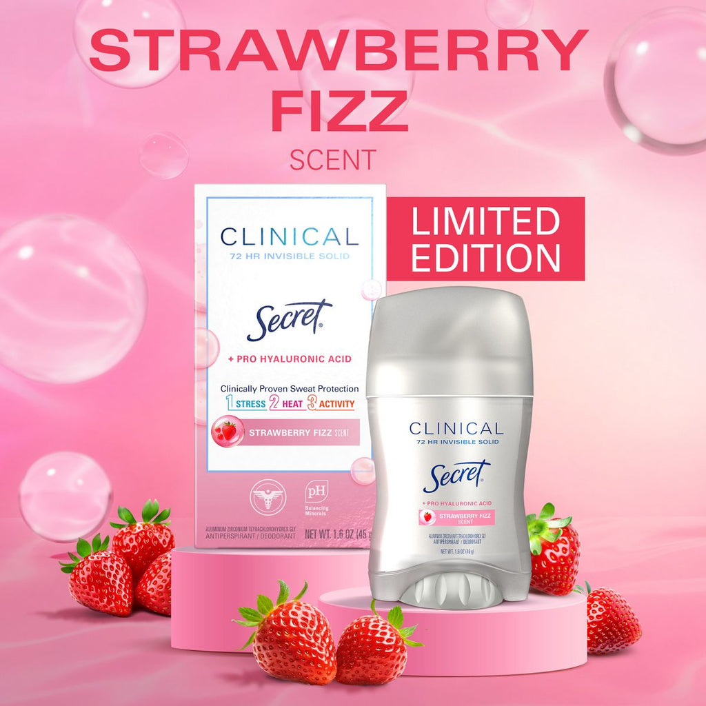 Secret Clinical Strength Invisible Solid Antiperspirant & Deodorant - Strawberry Fizz