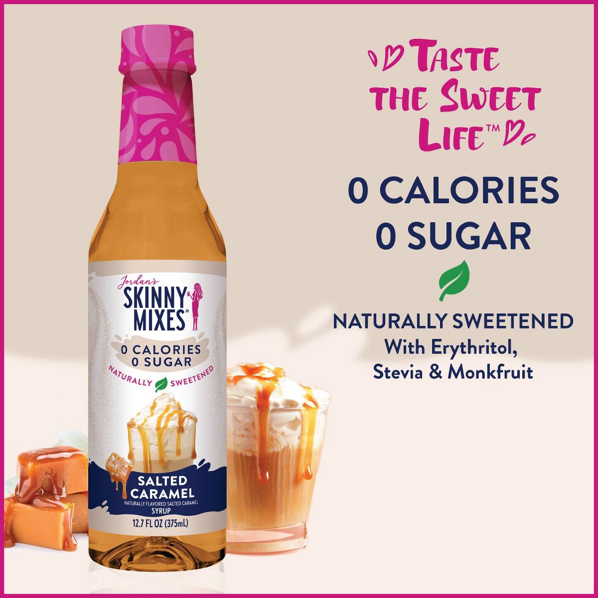 Jordan's Skinny Mixes Naturally Sweetened Sugar Free salted Caramel Coffee Flavoring Syrup