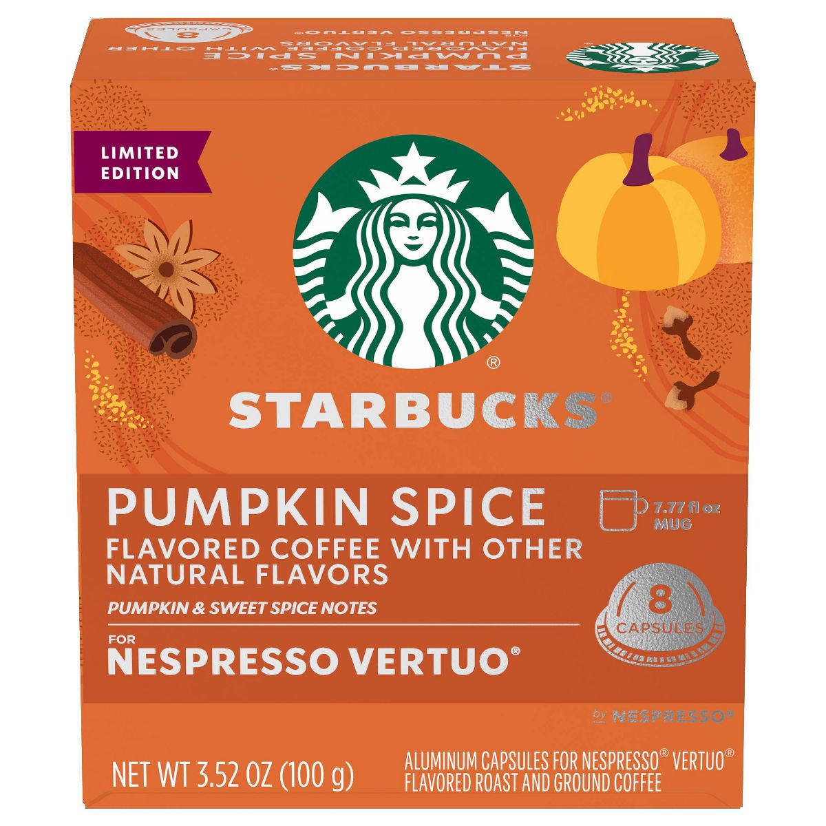 Starbucks Pumpkin Spice Vertuo Line Light Roast Coffee Pods - 8ct