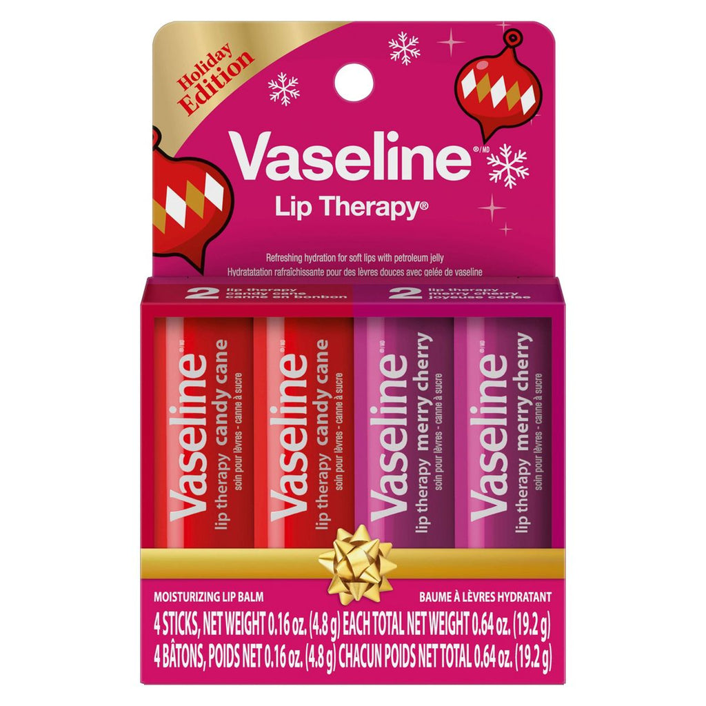 Vaseline Holiday Limited Edition Lip Therapy Stick - Flavors Collection - 4pk