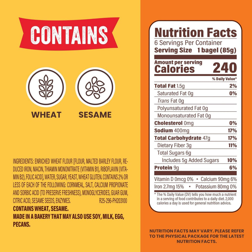 Thomas Plain Bagels - 18oz/6ct