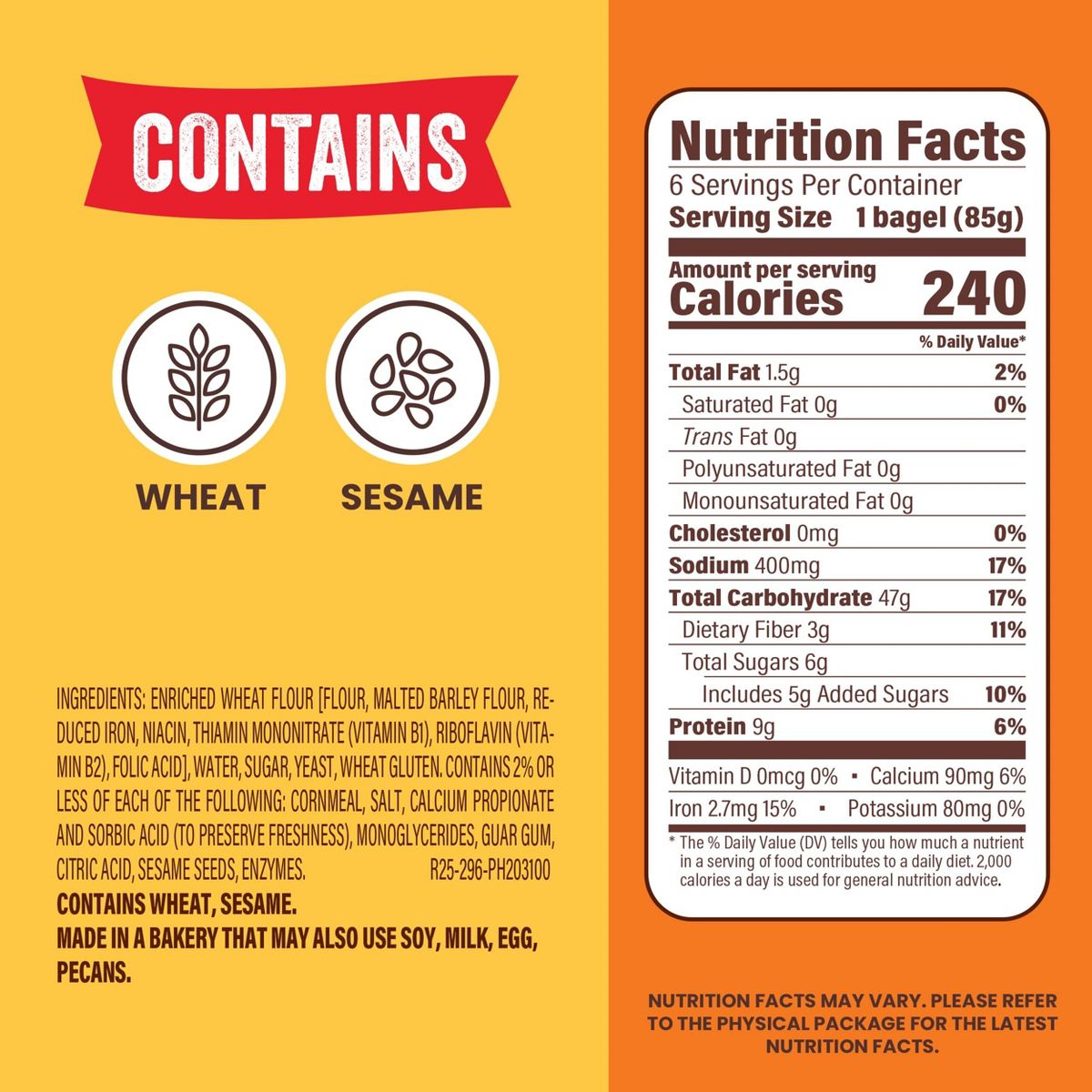 Thomas Plain Bagels - 18oz/6ct