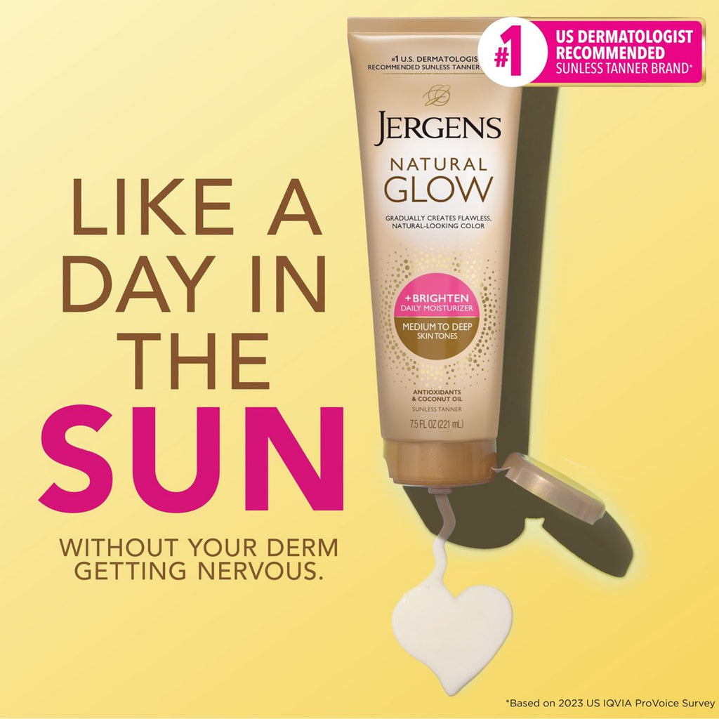 Jergens Glow Daily Moisturizer + Sunless Self Tanner Tanning Lotion - Medium To Tan - 7.5 fl oz: