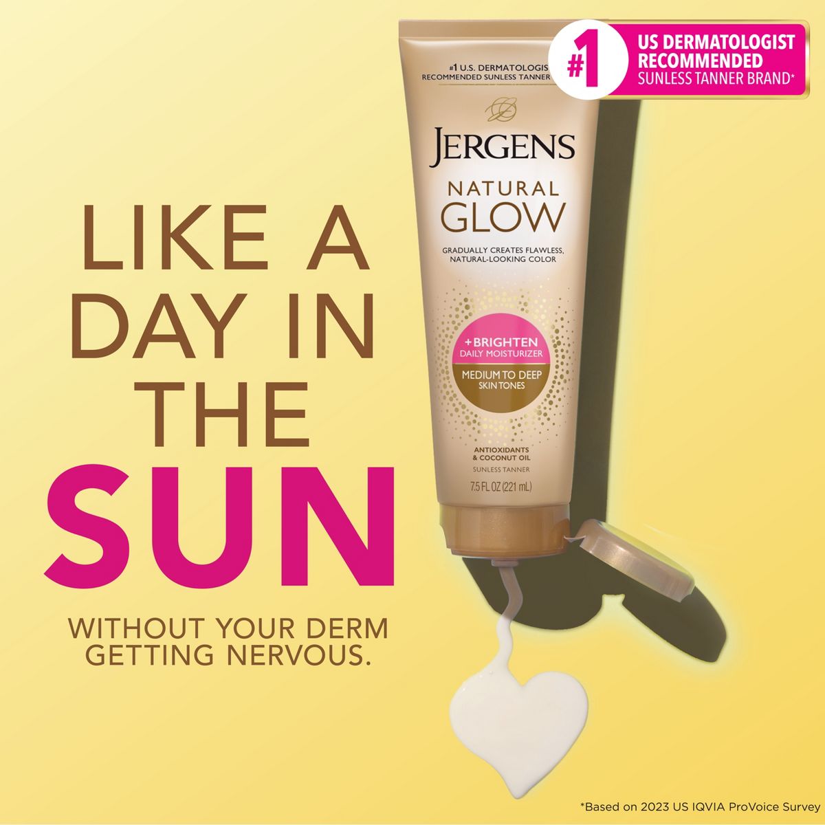 Jergens Glow Daily Moisturizer + Sunless Self Tanner Tanning Lotion - Medium To Tan - 7.5 fl oz: