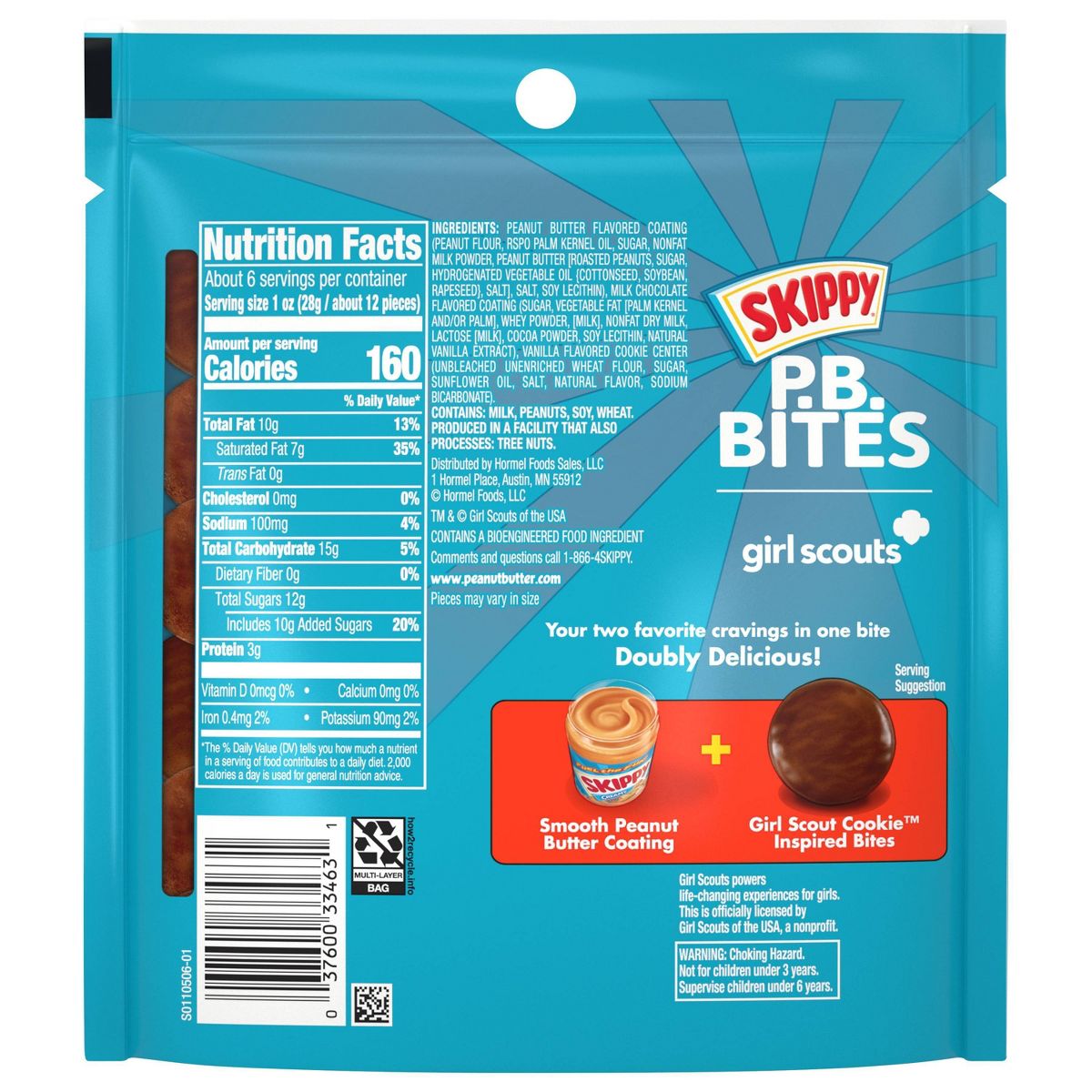 Skippy Bites Girl Scouts Chocolate Peanut Butter - 5.5oz: Creamy