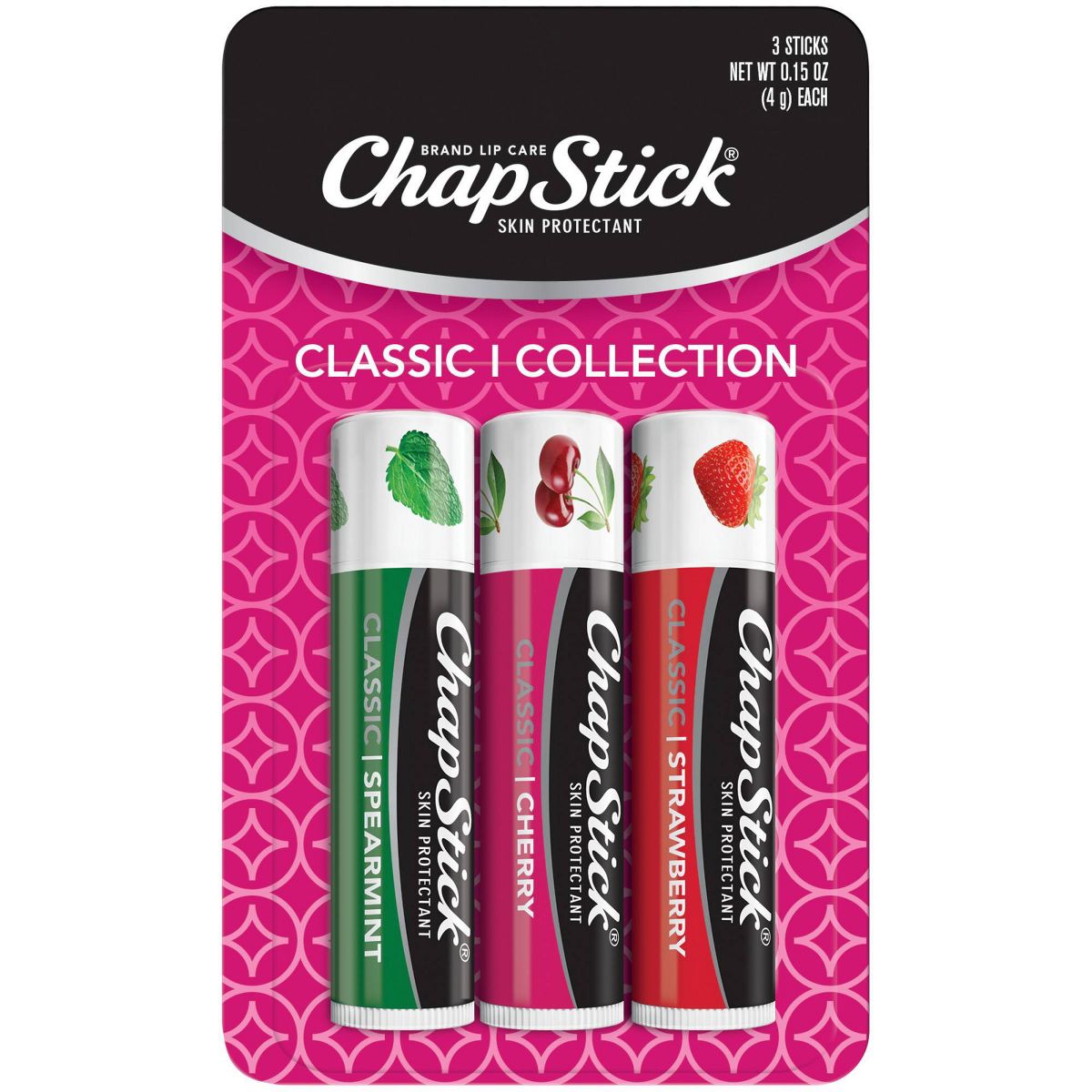 ChapStick Classic Variety Pack Lip Balm - Cherry, Strawberry & Spearmint