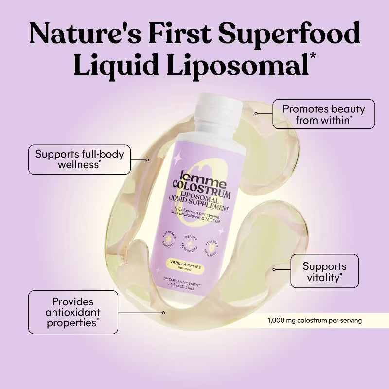 Lemme Colostrum Liquid Liposomal Supplement & Creamer Vanilla Creme 7.6 fl oz