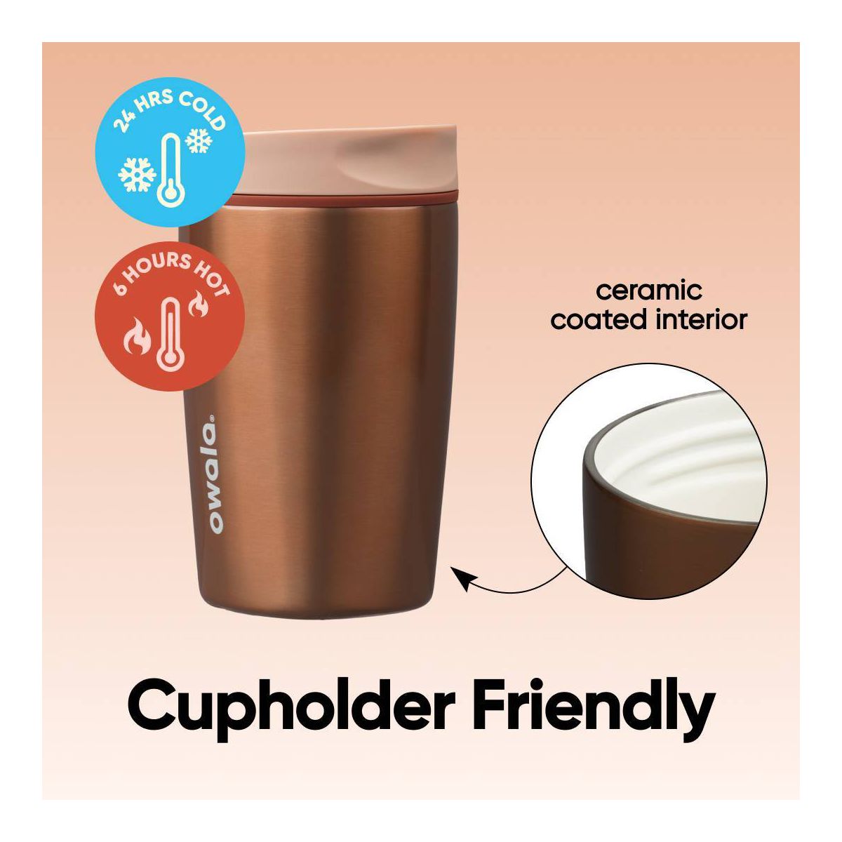 Owala 12 fl oz Stainless Steel SmoothSip Slider Ceramic Lined Travel Mug - In Good Company