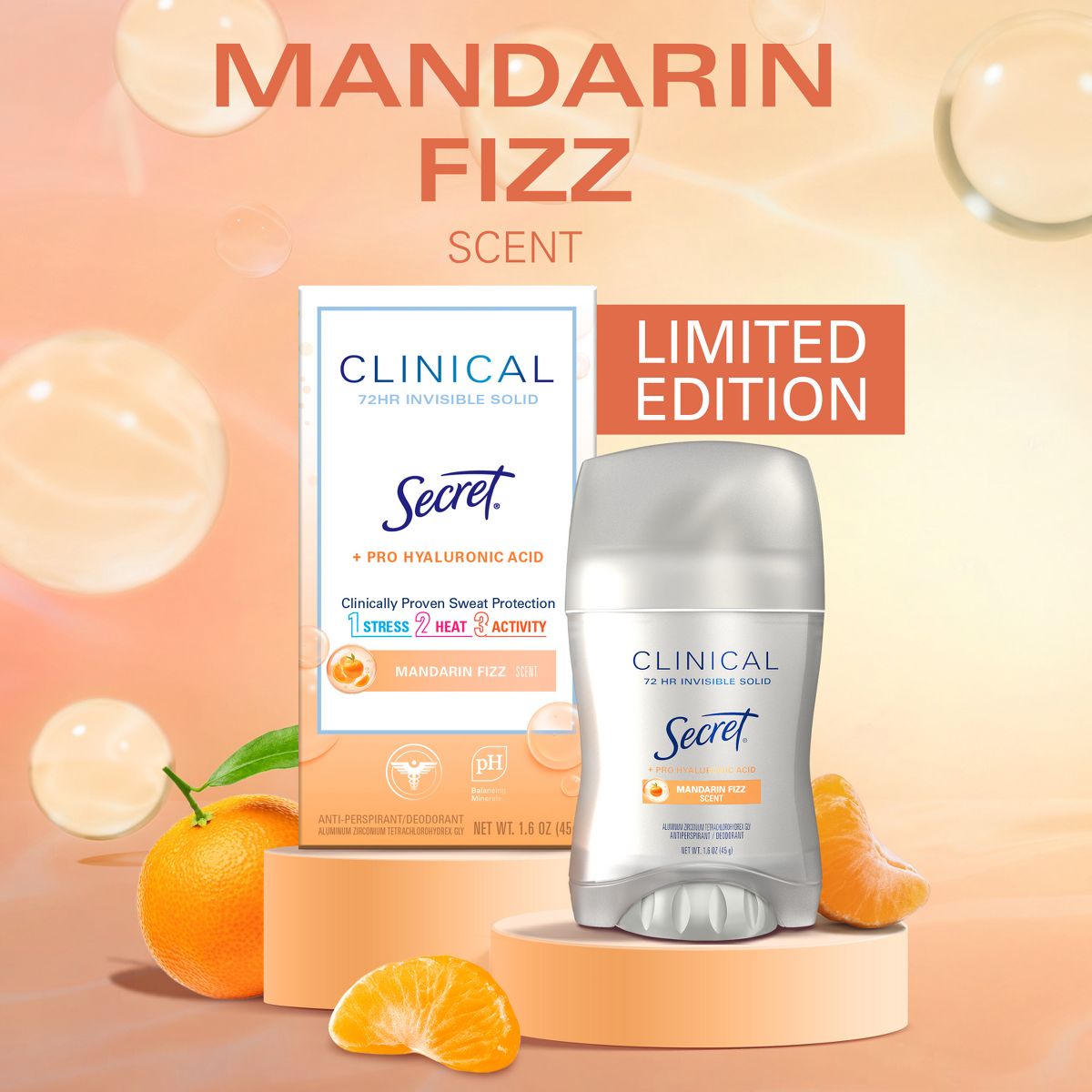 Secret Clinical Strength Mandarin Fizz Invisible Solid Antiperspirant
