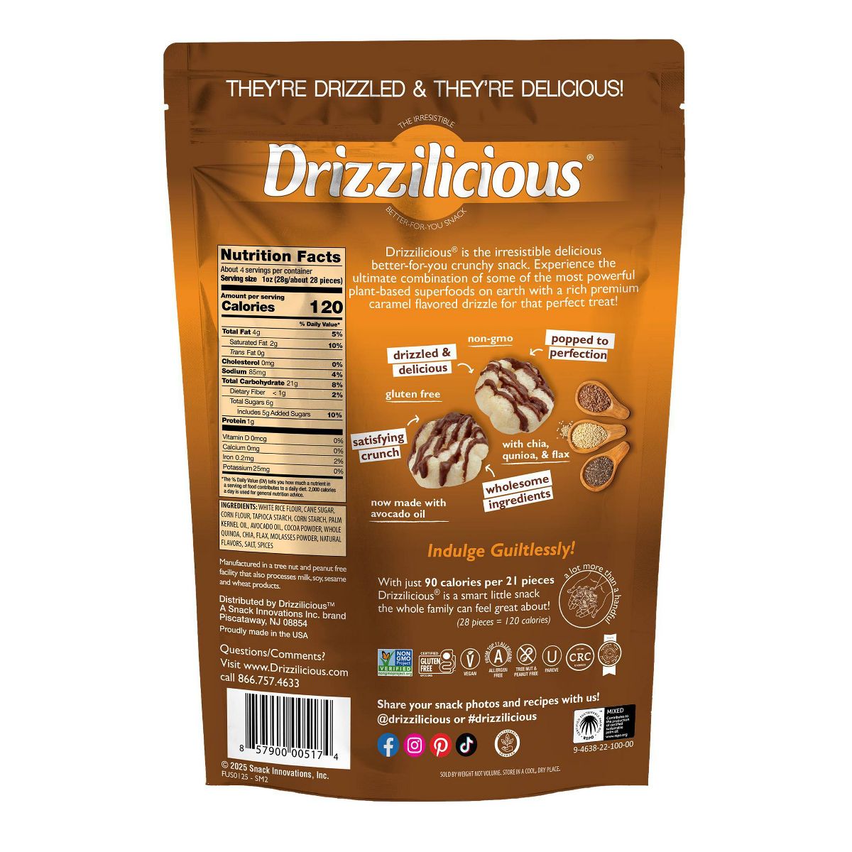 Drizzilicious S'mores Drizzled Mini Rice Cake - 4oz: Keto Certified, Organic