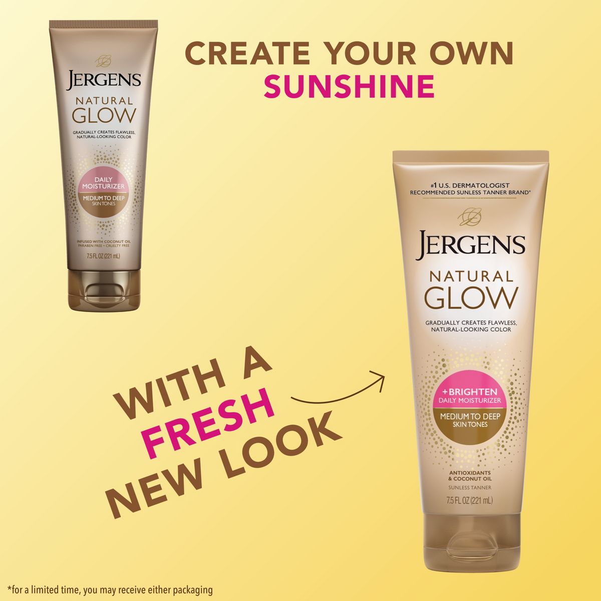 Jergens Glow Daily Moisturizer + Sunless Self Tanner Tanning Lotion - Medium To Tan - 7.5 fl oz: