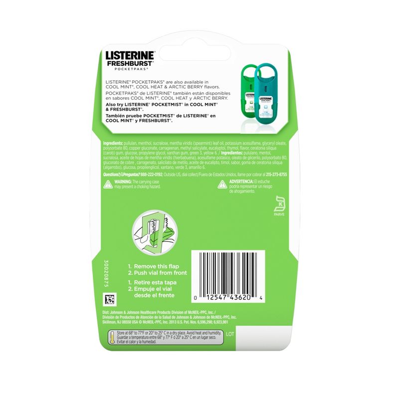 Listerine Freshburst Portable Breath Strips Spearmint 24ct 3 pack