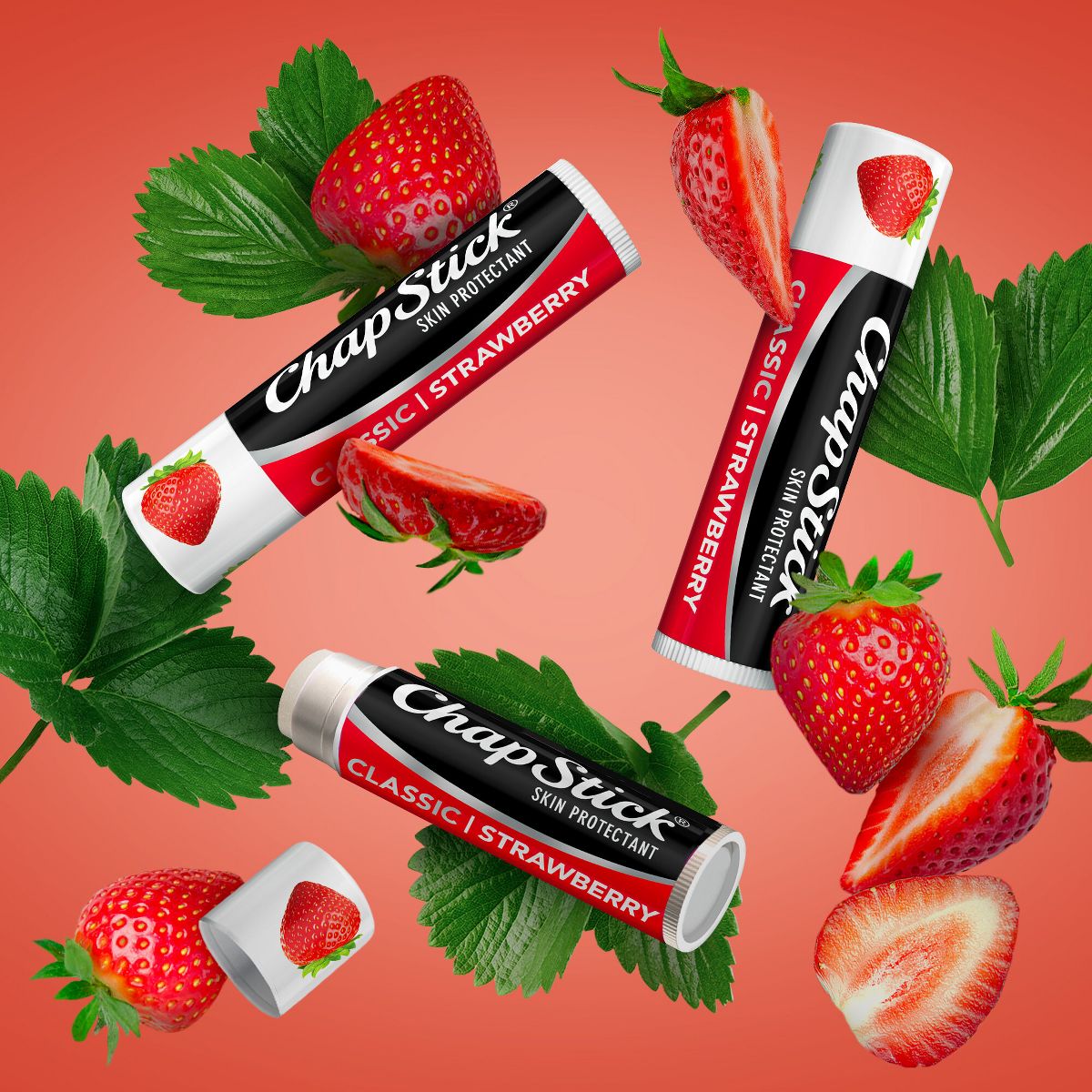 Chapstick Classic Strawberry Lip Balm 3-Pack