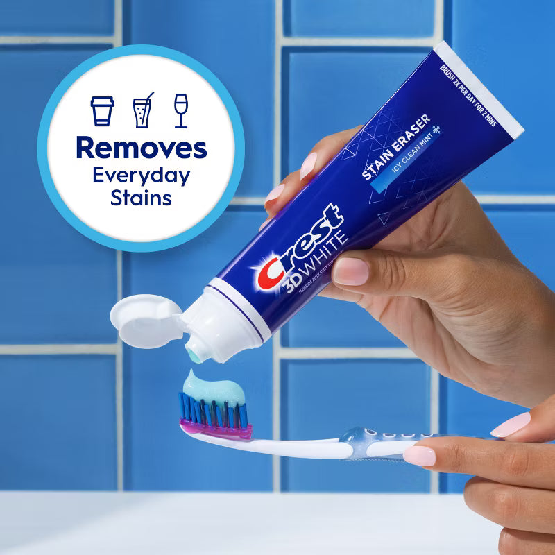Crest 3D White Stain Eraser Fluoride Toothpaste - Icy Clean Mint 3.8oz 1-Pack