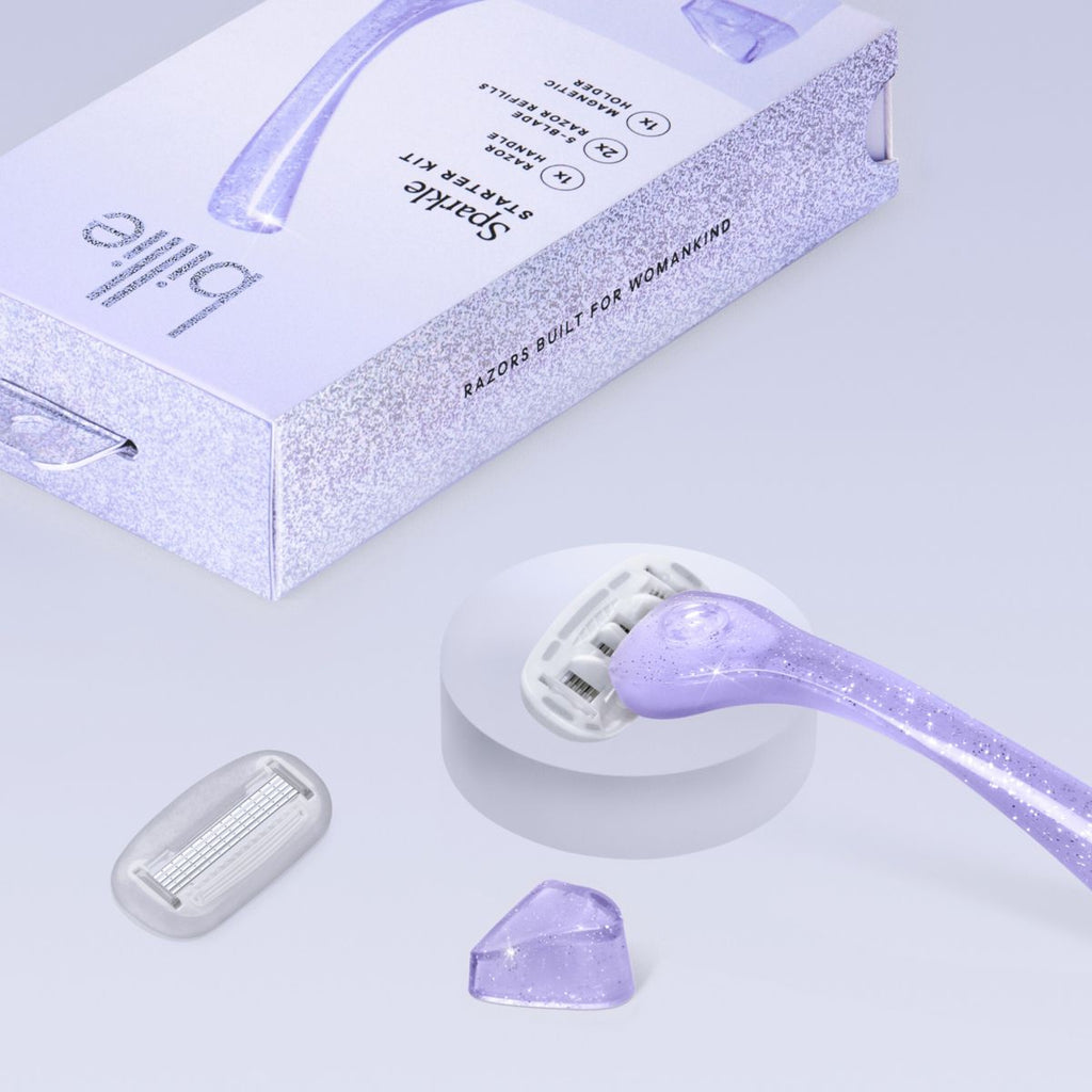 Billie Women's Sparkle Razor Kit - 1 Handle + Magnetic Holder + 2 Blade Refills