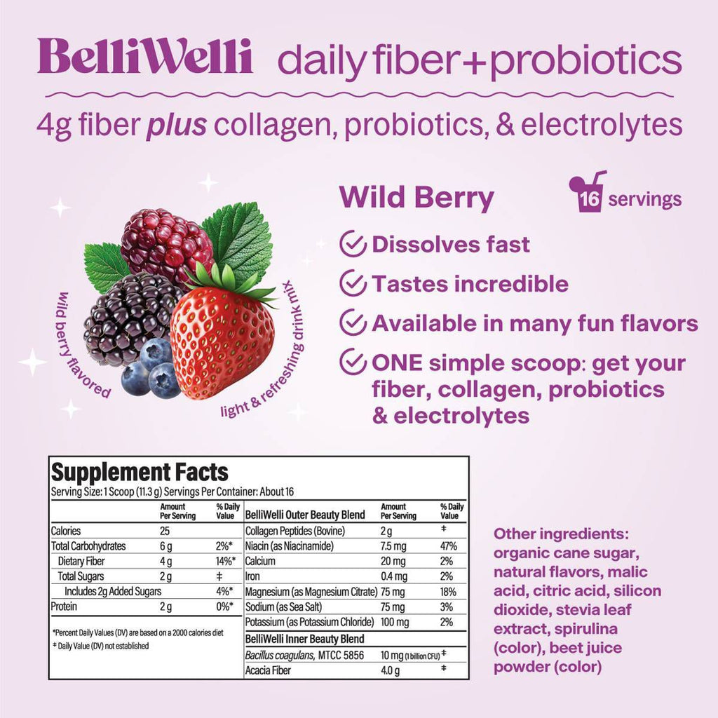 BelliWelli Daily Fiber Supplement - Wild Berry