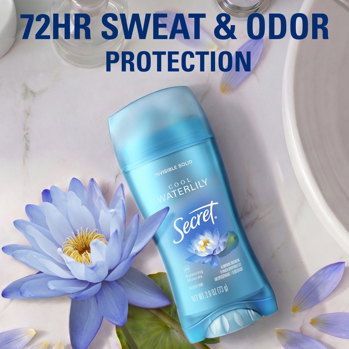 Secret Invisible Solid Antiperspirant & Deodorant Waterlily Scent 2.6oz