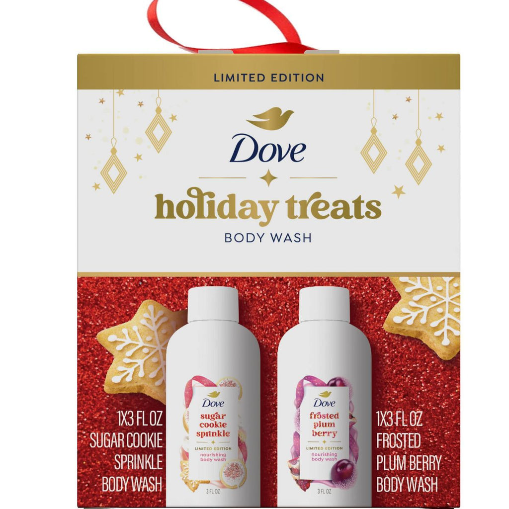 Dove Beauty Holiday Treat Mini Body Washes - Sugar Cookie Sprinkle & Frosted Plum Berry - 6 fl oz/2pk