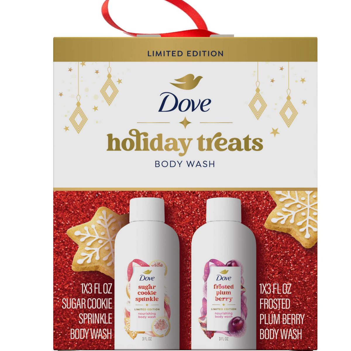 Dove Beauty Holiday Treat Mini Body Washes - Sugar Cookie Sprinkle & Frosted Plum Berry - 6 fl oz/2pk