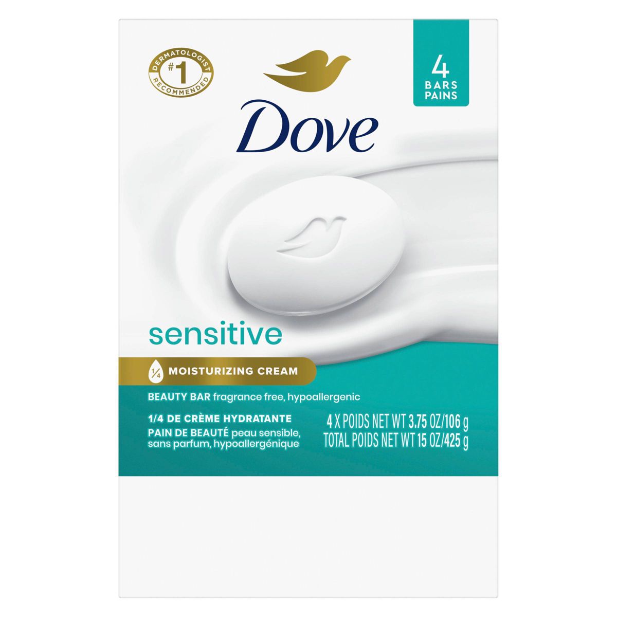Dove Beauty Sensitive Skin Moisturizing Fragrance-Free Beauty Bar Soap