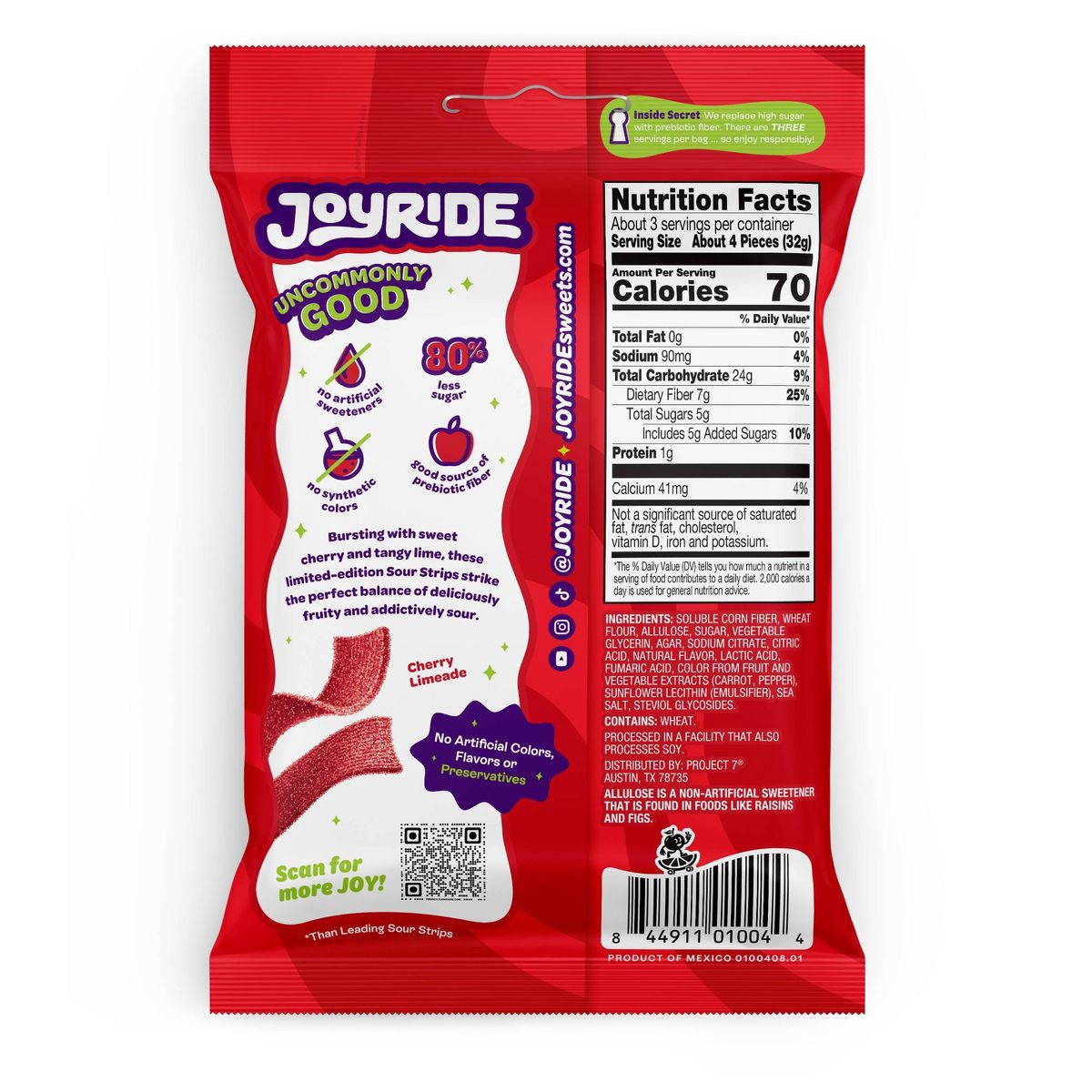 Joyride Cherry Limeade Strips Candy - 3.5oz