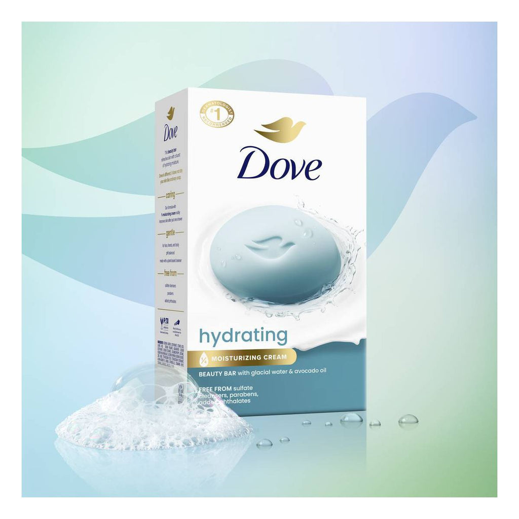 Dove Beauty Hydrating Bar Soaps - Glacial Water & Avocado Oil - 15oz/4ct: Paraben-Free,