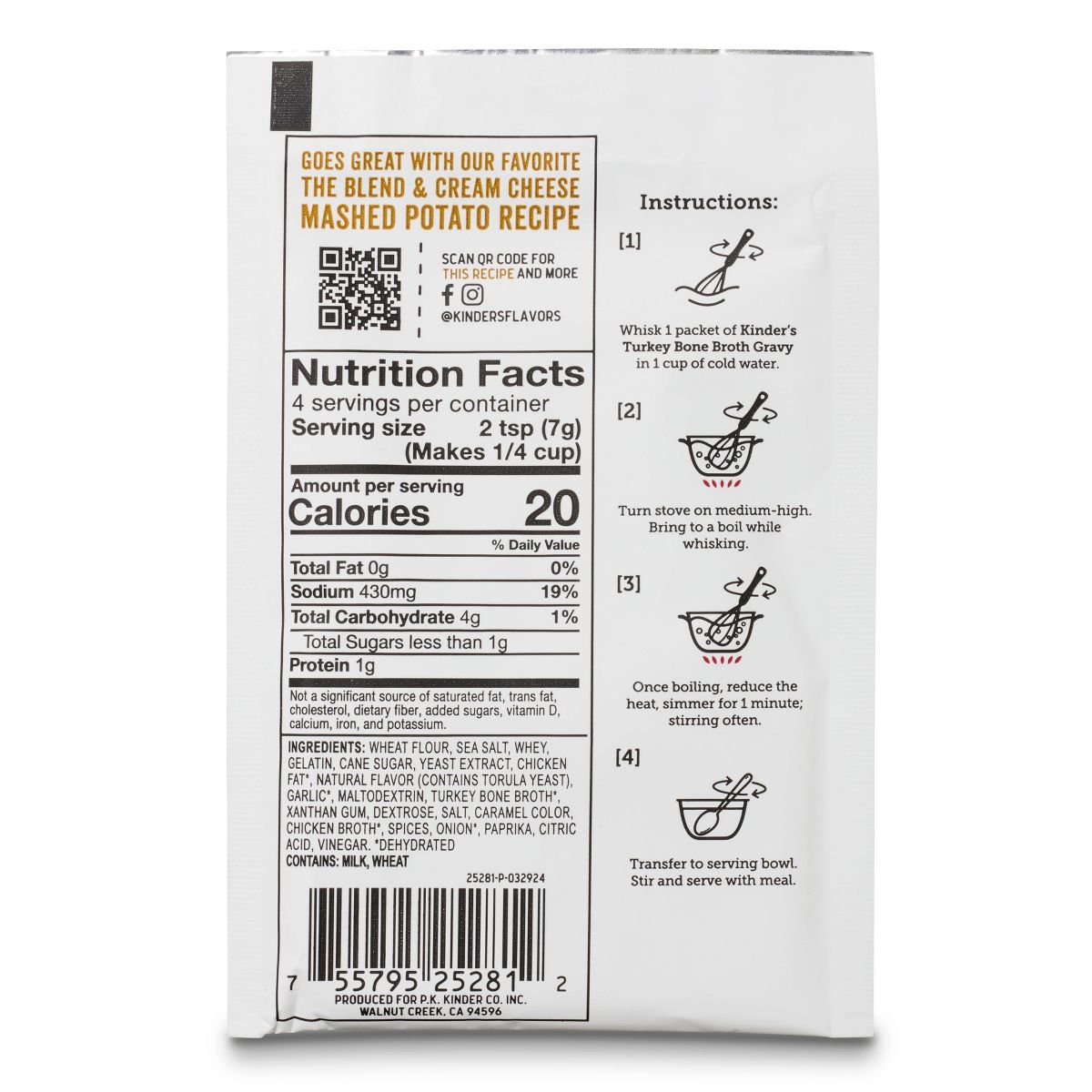 Kinder's Roasted Turkey Bone Broth Gravy Mix - 1oz