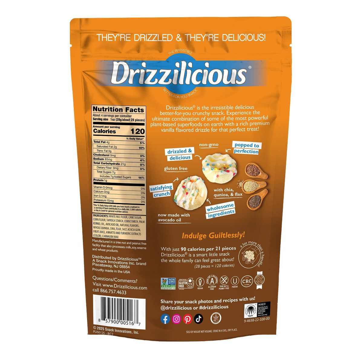 Drizzilicious Birthday Cake Drizzled Mini Rice Cake - 4oz