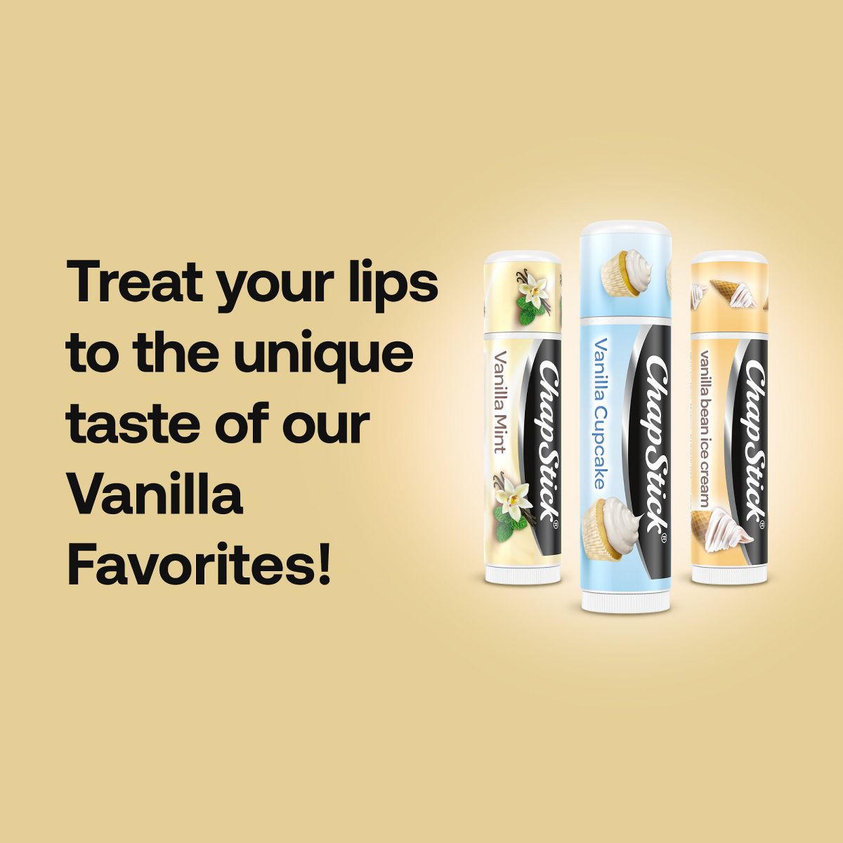 ChapStick Vanilla Favorites Lip Balm Trio – Vanilla Mint, Cupcake & Bean Ice Cream