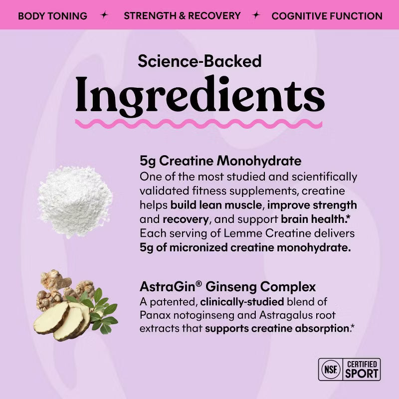 Lemme Creatine Monohydrate Gummies for Women - Sour Strawberry