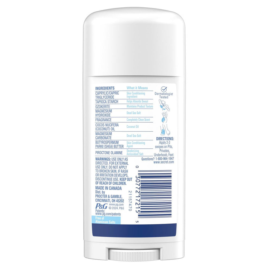 Secret Dry Feel Whole Body Deodorant Completely Clean 2.4oz