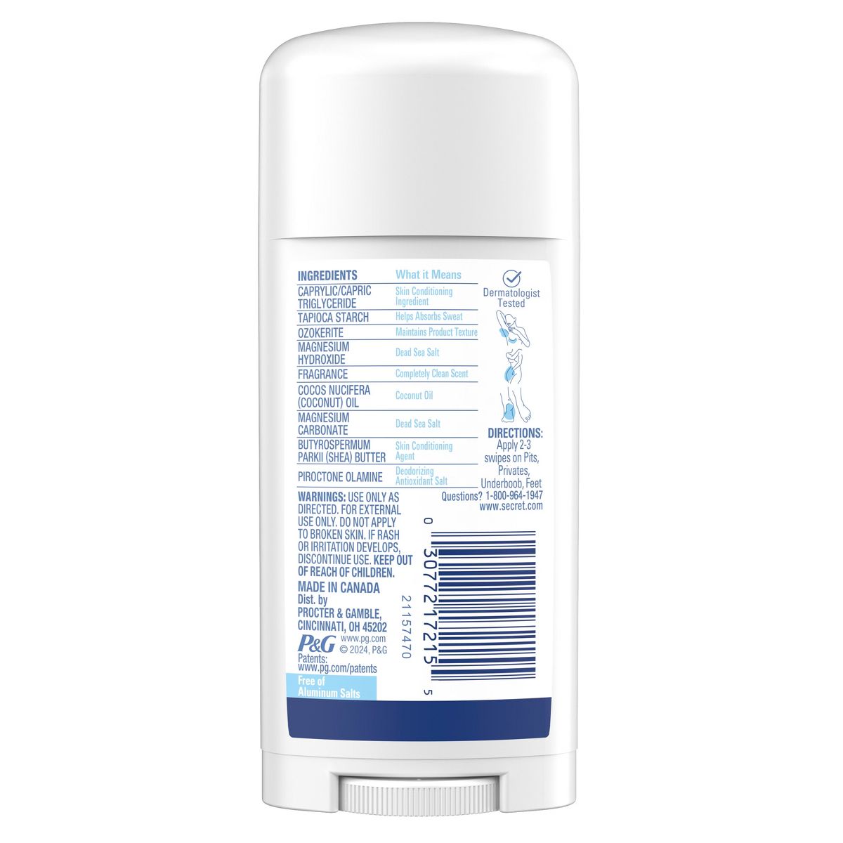 Secret Dry Feel Whole Body Deodorant Completely Clean 2.4oz