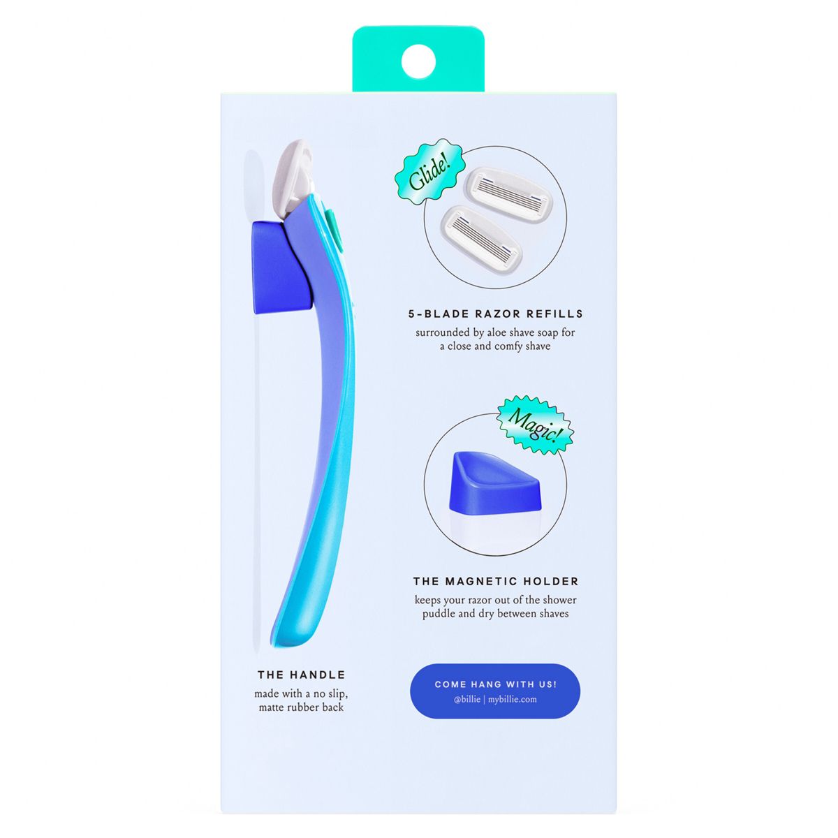 Billie Women's Waterpark Razor Kit - 1 Handle + Magnetic Holder + 2 Blade Refills: 5 Blades, Body