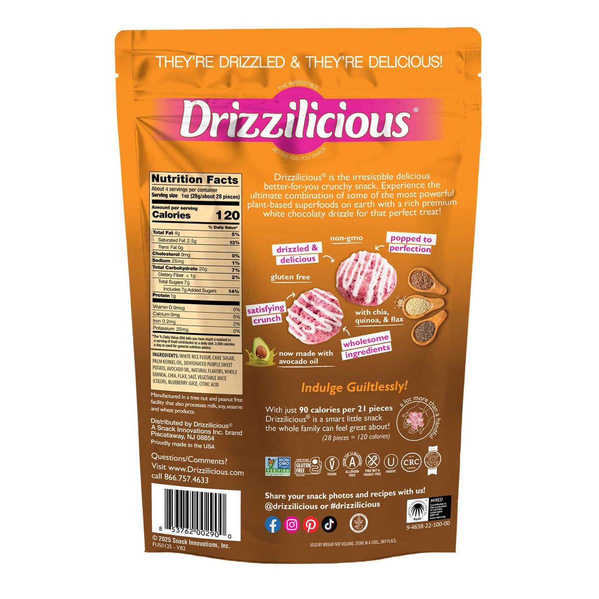 Drizzilicious Very Berry Drizzled Mini Rice Cakes - 4oz: Keto Certified, Organic, Vegan