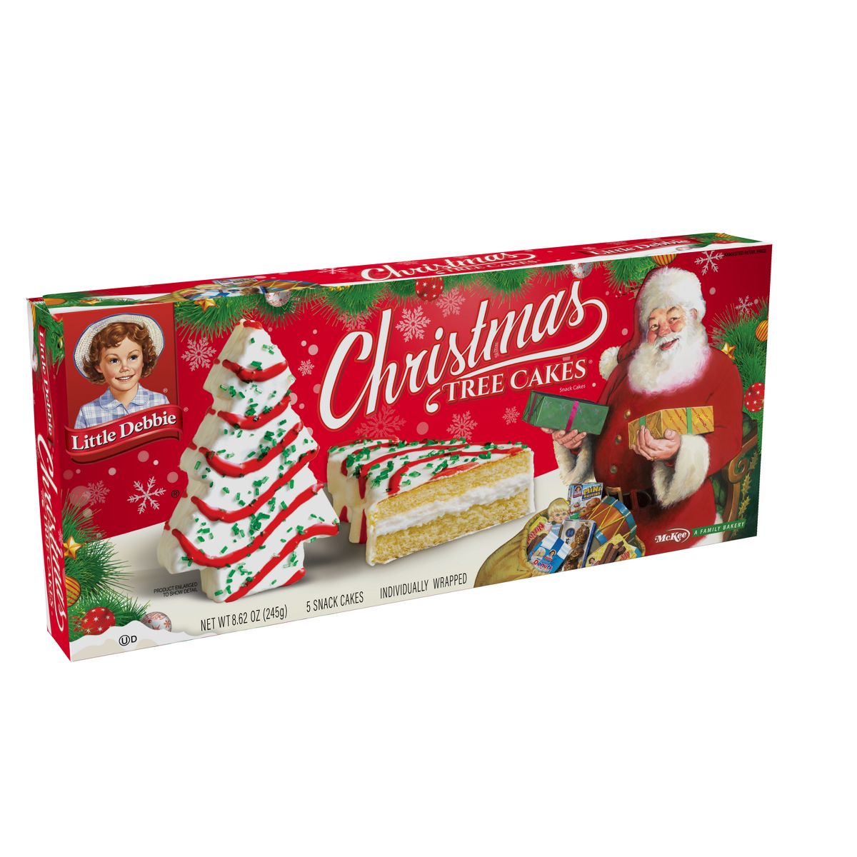Little Debbie Christmas Tree Vanilla Cakes - 8.62oz/5ct: Mini Size, Cream Filling, Icing And