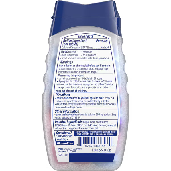 TUMS Extra Strength Assorted Berries Antacid Chewable Tablets - 96ct