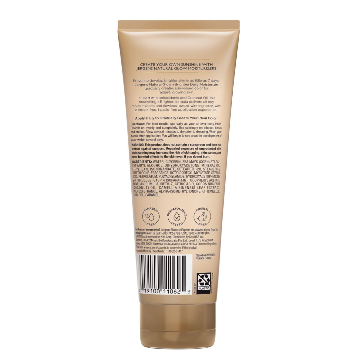 Jergens Glow Daily Moisturizer + Sunless Self Tanner Tanning Lotion - Medium To Tan - 7.5 fl oz:
