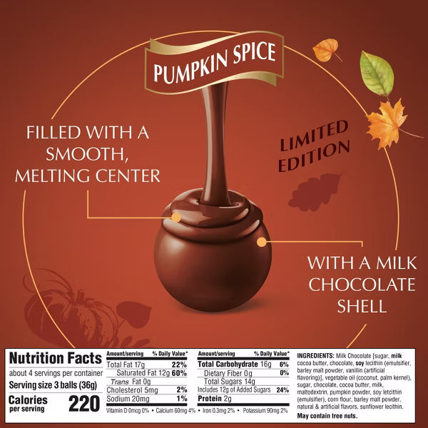 Lindt Lindor Pumpkin Spice Chocolate Truffles Limited Edition