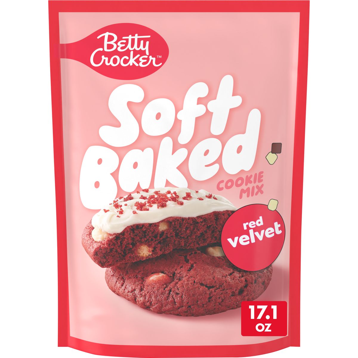Betty Crocker Soft Baked Red Velvet Cookie Mix - 17.1oz: No Artificial Sweeteners, No High Fructose