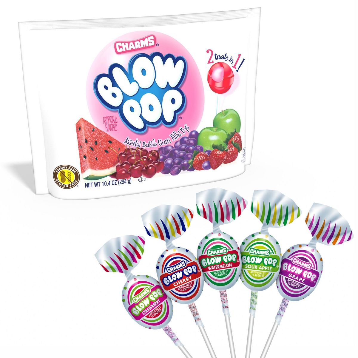 Charms Blow Pop Assorted Flavor Lollipops Candy Standup Bag – 10.4oz