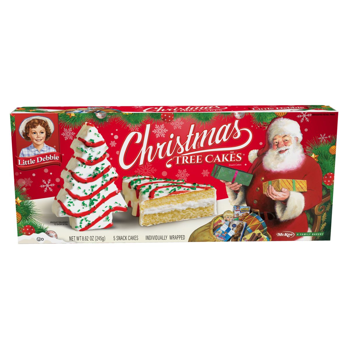 Little Debbie Christmas Tree Vanilla Cakes - 8.62oz/5ct: Mini Size, Cream Filling, Icing And