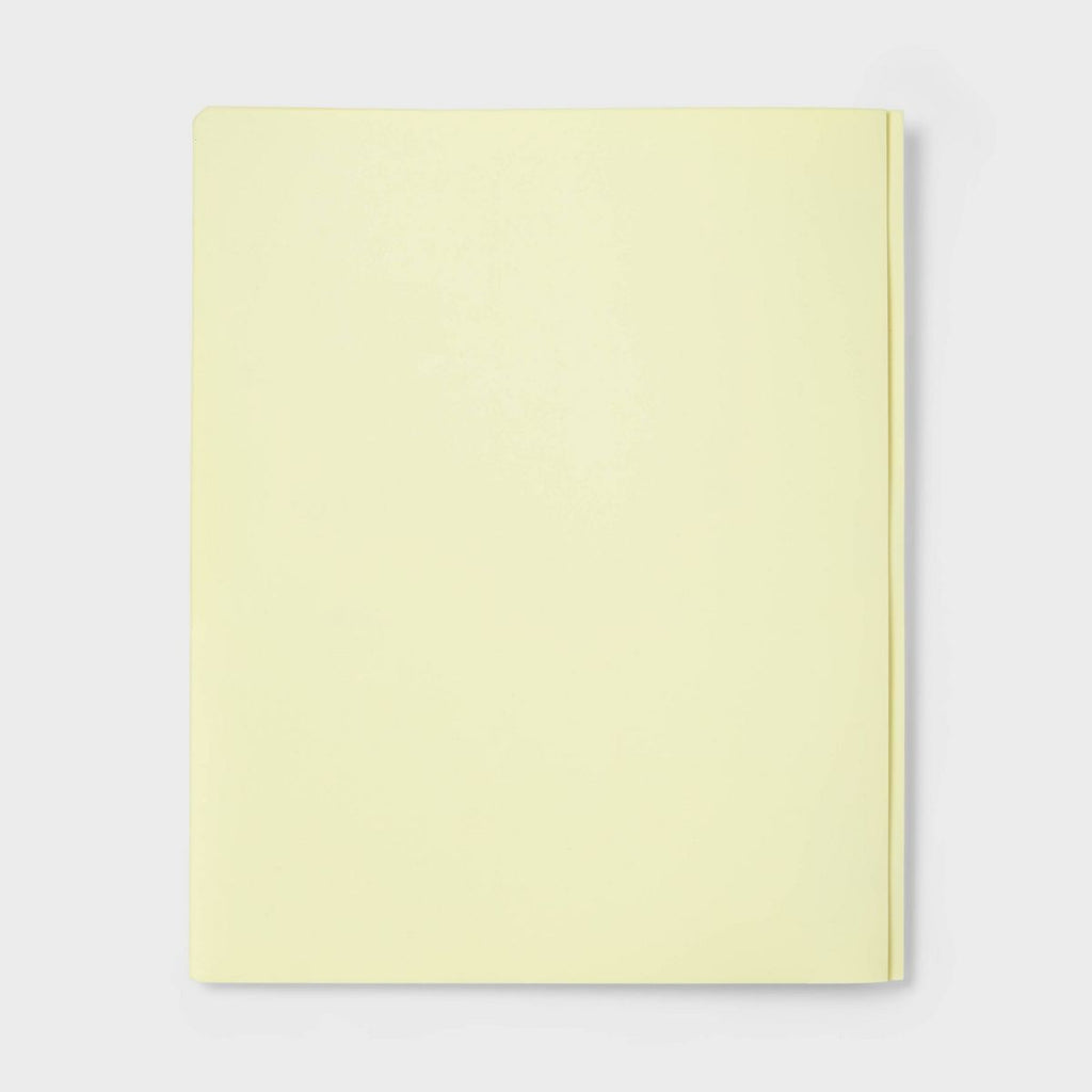 Poly Number 2 Pocket Plastic Folder with Prongs Pastel Yellow - up&up™