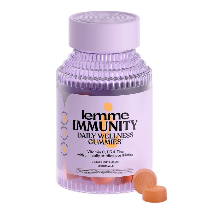 Lemme Immunity Gummies 10 Billion Postbiotics with Vitamin C, D3 & Zinc - 60ct