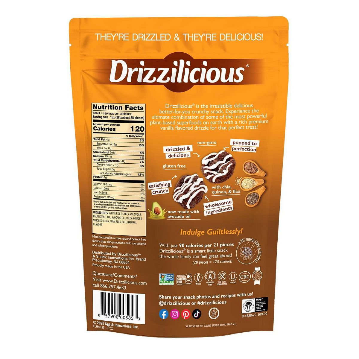 Drizzilicious Cookies & Cream Drizzled Mini Rice Cake - 4oz