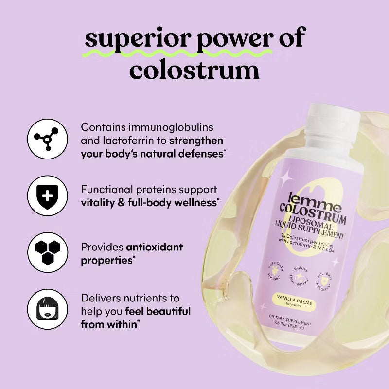 Lemme Colostrum Liquid Liposomal Supplement & Creamer Vanilla Creme 7.6 fl oz