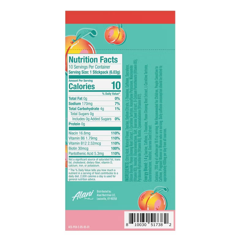 Alani Nu Energy Sticks Juicy Peach - 10 pack