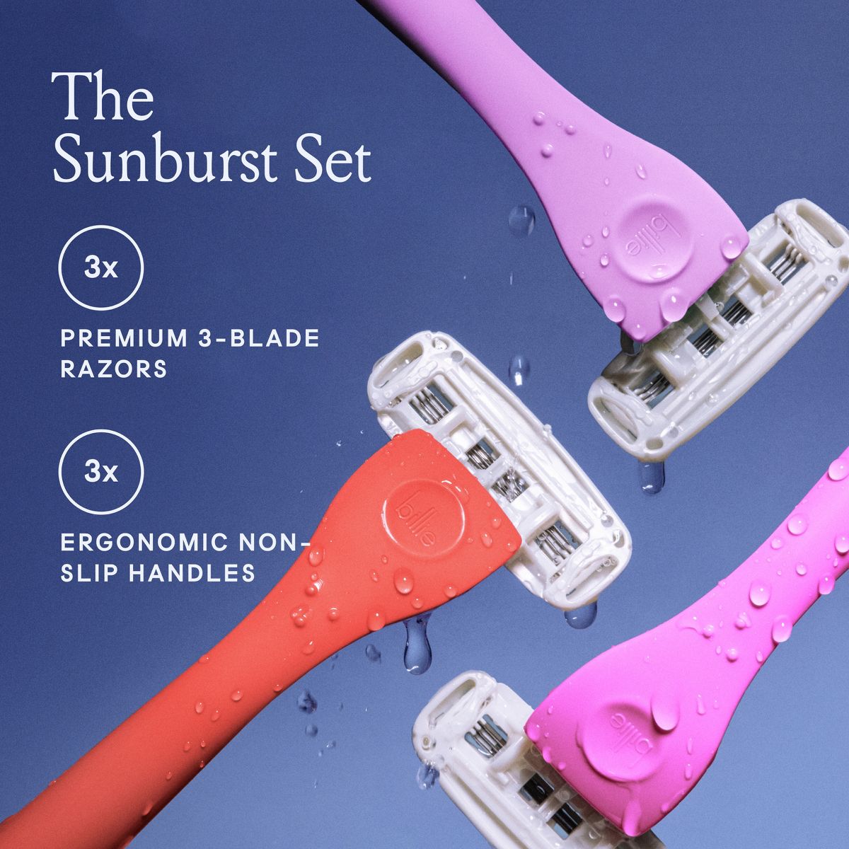 Billie Sunburst Mix Women 3 Blade Disposable Razor - 3ct