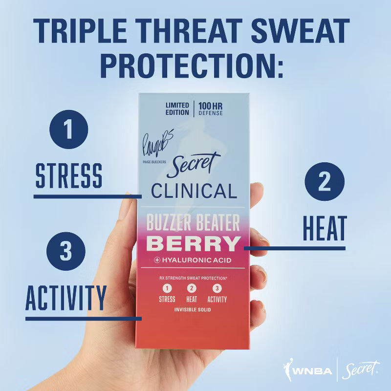 Secret Women's Clinical Strength 100HR Hyaluronic Acid Antiperspirant Deodorant - Buzzer Beater Berry