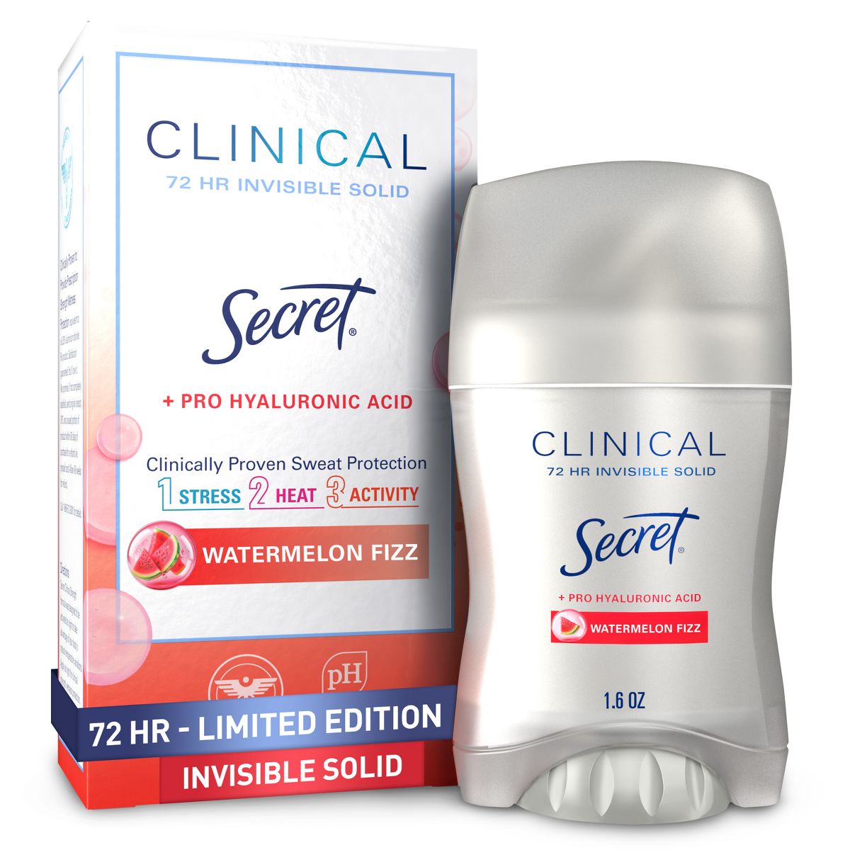 Secret Clinical Strength Watermelon Fizz Invisible Solid Antiperspirant 1.6oz